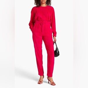 ISABEL‎ MARANT Vilardo Micro Corduroy Fuchsia Tapered Linen Blend Pants Size 34